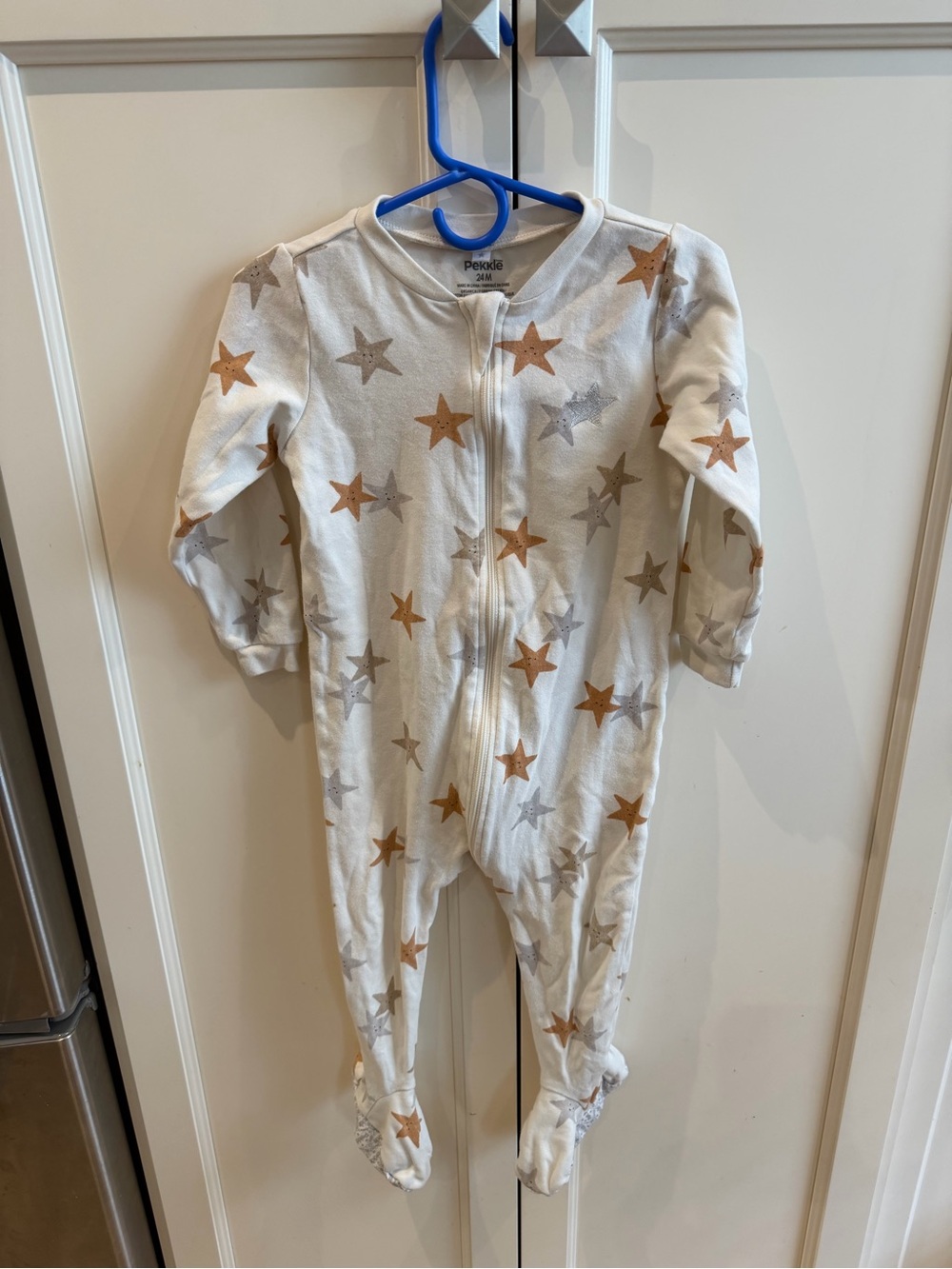 Pekkle 24mKids White Star-Print Footed One-Piece